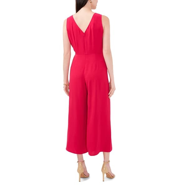 Womens MSK Sleeveless V-Neck Crinkle Twill Jumpsuit