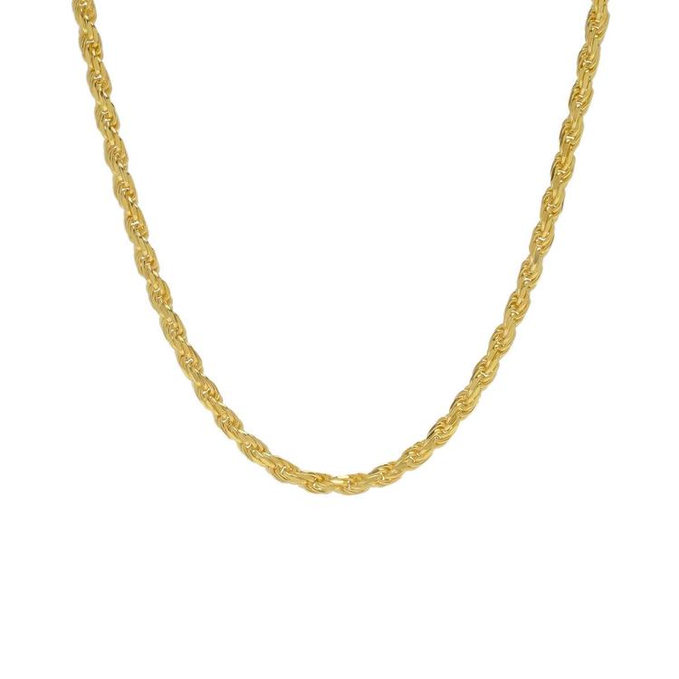 20n. Polished Vermeil Sterling Silver Solid Rope Chain Necklace