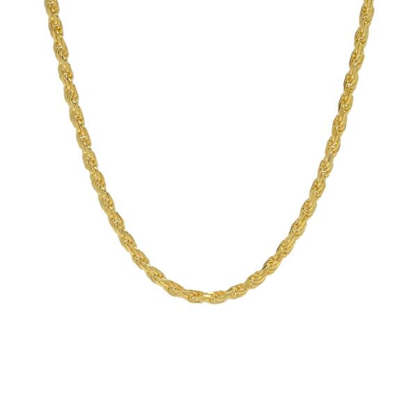 20n. Polished Vermeil Sterling Silver Solid Rope Chain Necklace - image 
