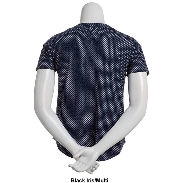Petite Hasting & Smith Short Sleeve Diamond Henley Blouse