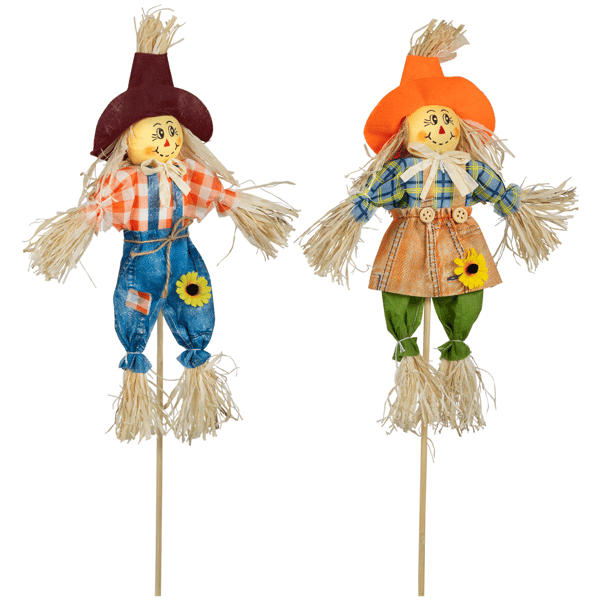 Northlight Boy & Girl Fall Harvest Scarecrow Picks - Set of 2