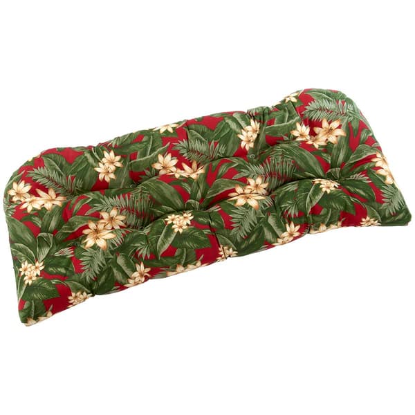 Jordan Manufacturing Outdoor Floral Print Wicker Settee Cushion - image 