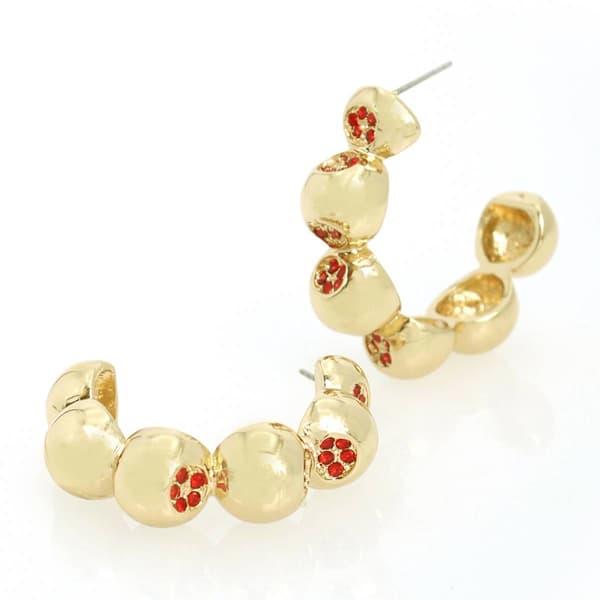 Steve Madden Red Pave Bubble Hoop Earrings