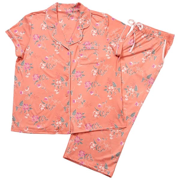 Womens White Orchid Short Sleeve Cloud Knit Pajama Set