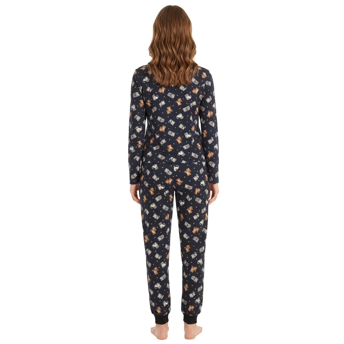 Juniors Pillow Talk Long Sleeve Cat & Joggers Pajama Set