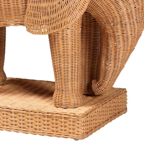 bali & pari Elissa Bohemian Light Honey Rattan Elephant End Table