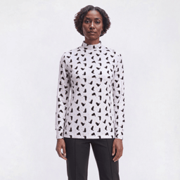 Petite Hasting & Smith Long Sleeve Merry Cat Mas Mock Tee