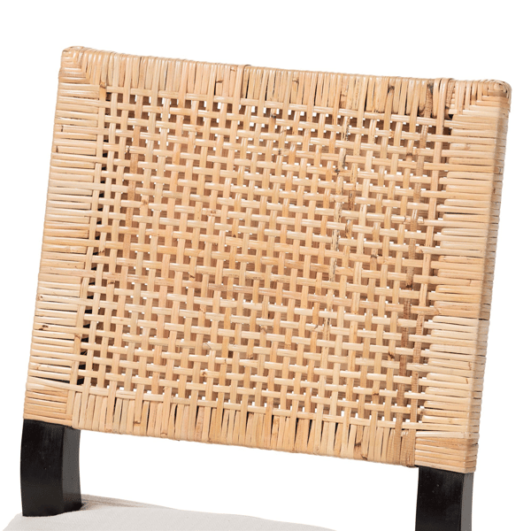 bali & pari Lesia Coastal Boho Rattan Dining Chair with Cushion