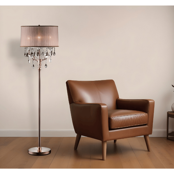 HomeRoots 62in. Silver Three Light Candelabra Floor Lamp