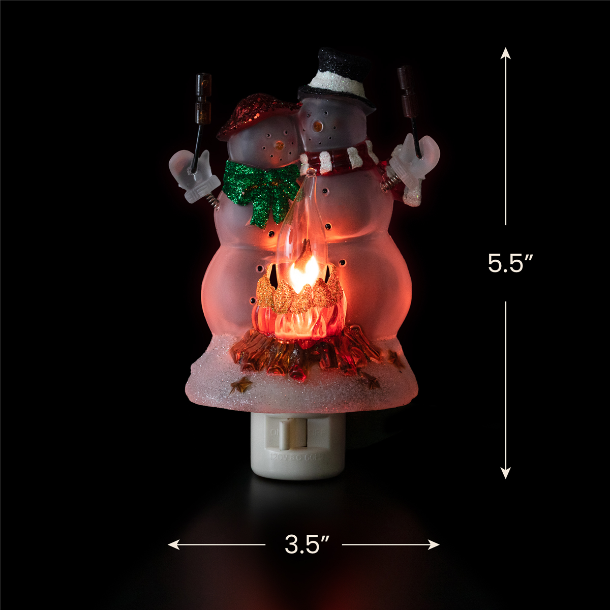 Northlight Snow Couple Roasting Marshmallow Christmas Night Light
