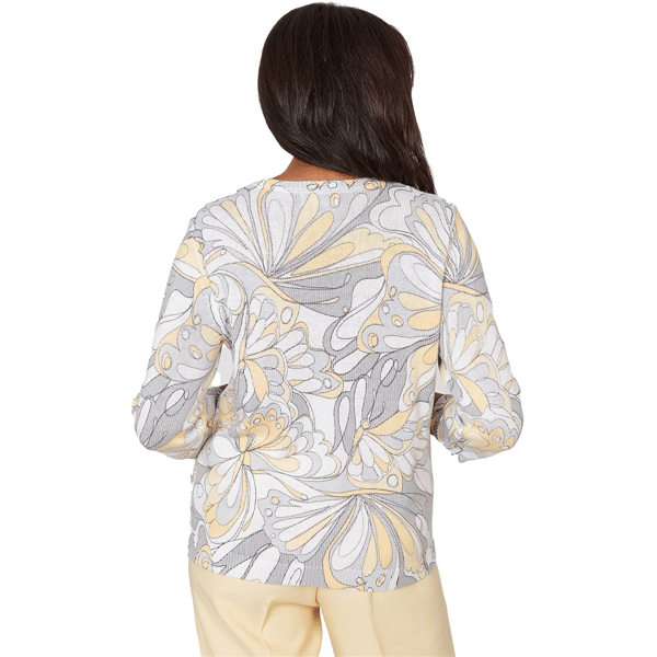 Petite Alfred Dunner Al Fresco Abstract Butterfly Rib Sweater