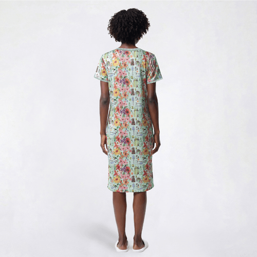 Womens White Orchid Gardens Floral Henley Sleepshirt