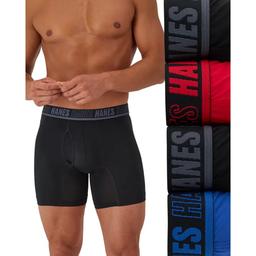 Mens Hanes® Moves 4pk. Performance Boxer Briefs - Blue/Black/Red