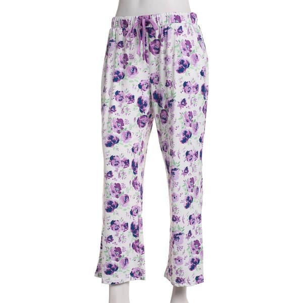 Womens MUK LUKS&#174; Purple Floral Cloud Knit Cropped Pajama Pants