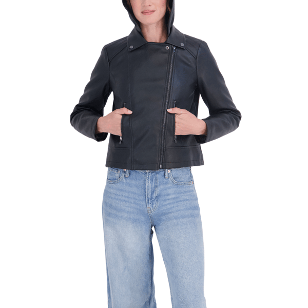 Sebby Collection Women''s Motorcycle Jacket With Faux Fur Lining
