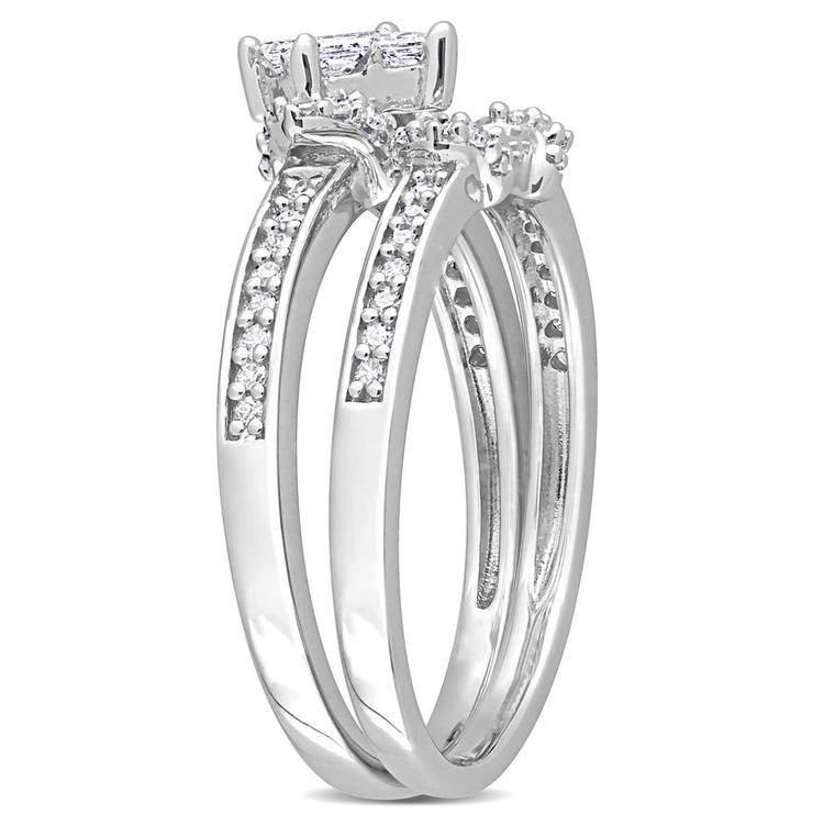 Diamond Classics™ 1/2ctw. Princess Diamond Silver Bridal Ring Set