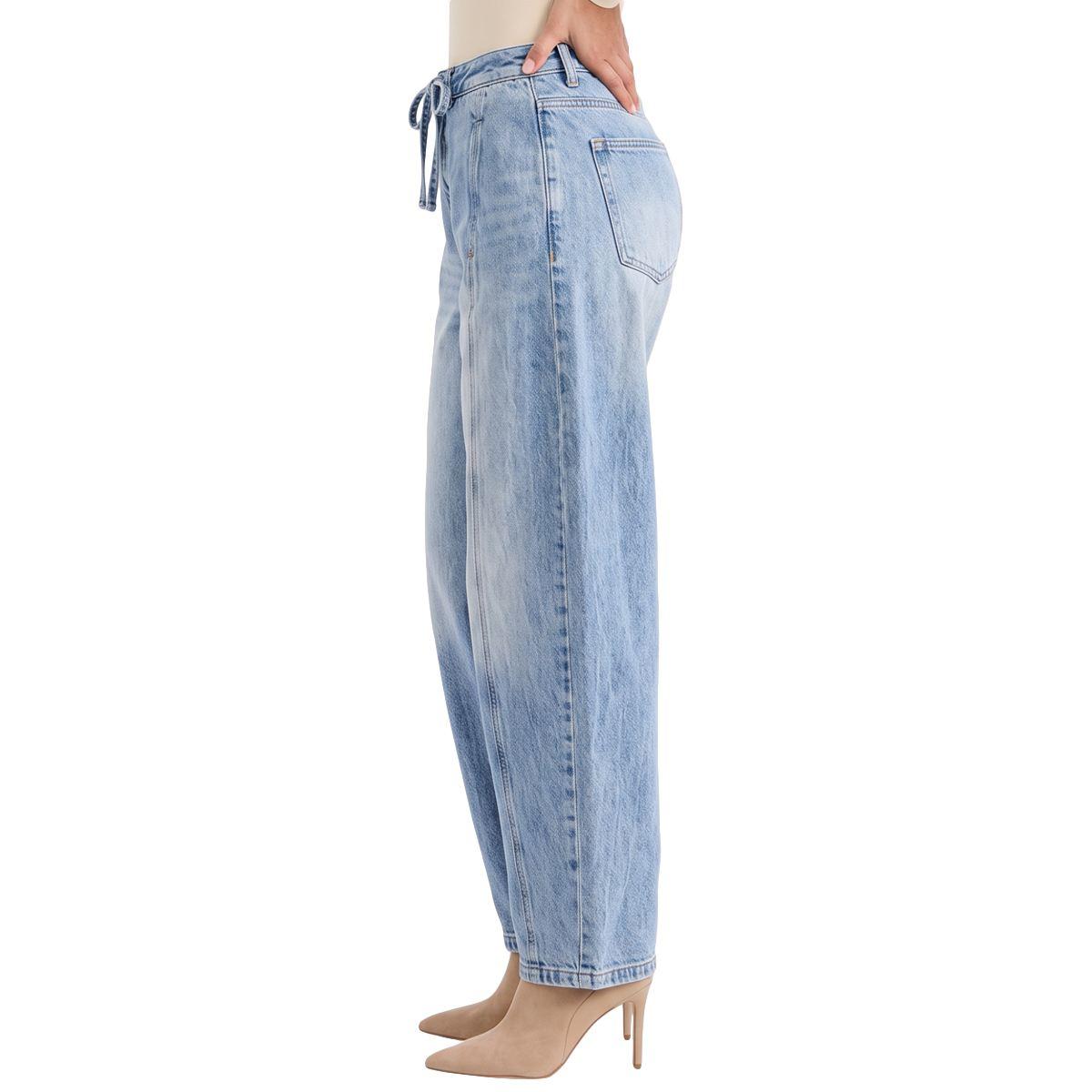 Womens Royalty Tie Waist Barrel Leg Jeans