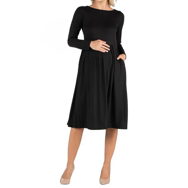 Plus Size 24/7 Comfort Apparel Fit & Flare Maternity Midi Dress