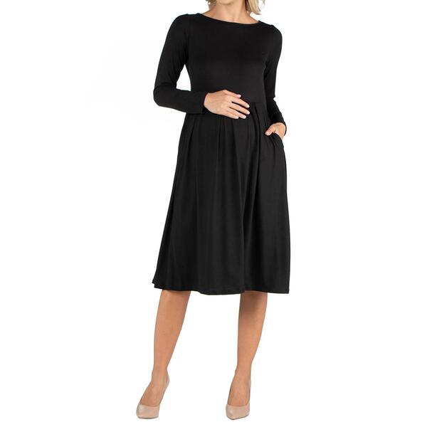 Plus Size 24/7 Comfort Apparel Fit & Flare Maternity Midi Dress - image 