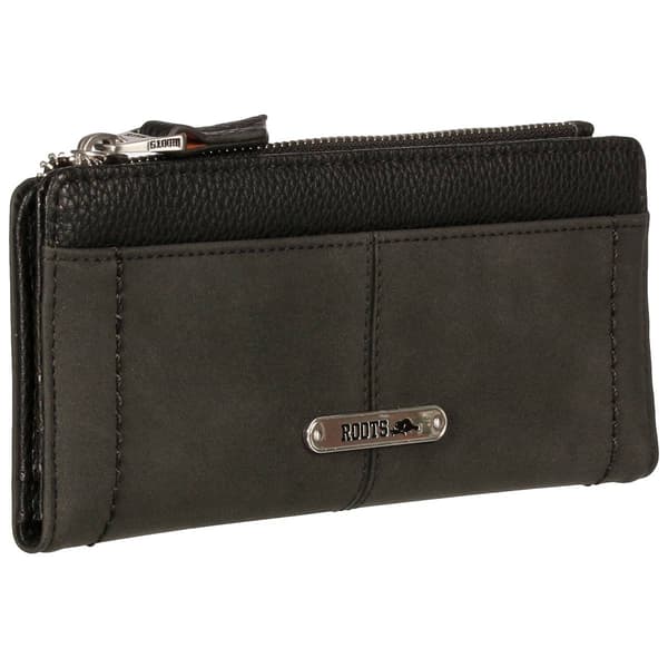 Womens Roots 73  RFID Slim Clutch Wallet with Top Zipper