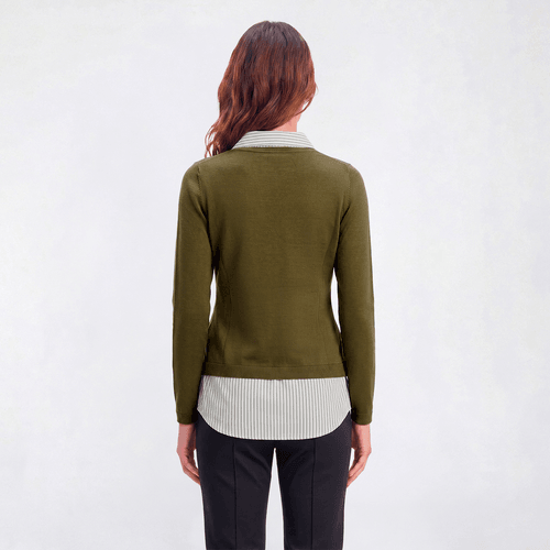 Womens Adrianna Papell Long Sleeve Pinstripe Two In One Sweater