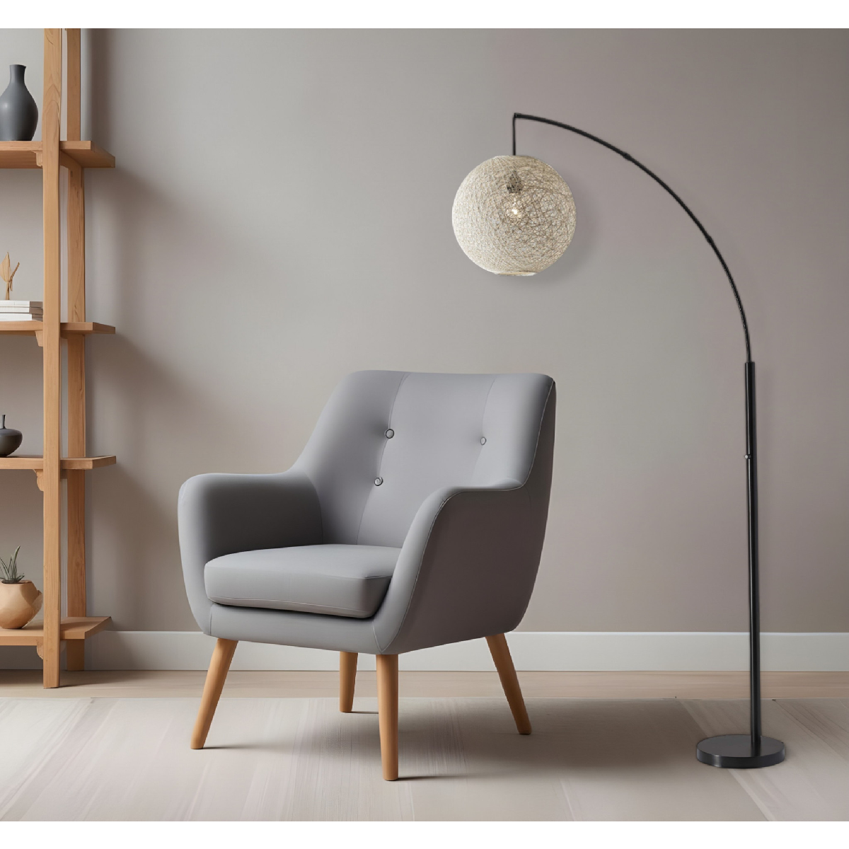 HomeRoots 77in. Antiqued Bronze Arched Floor Lamp