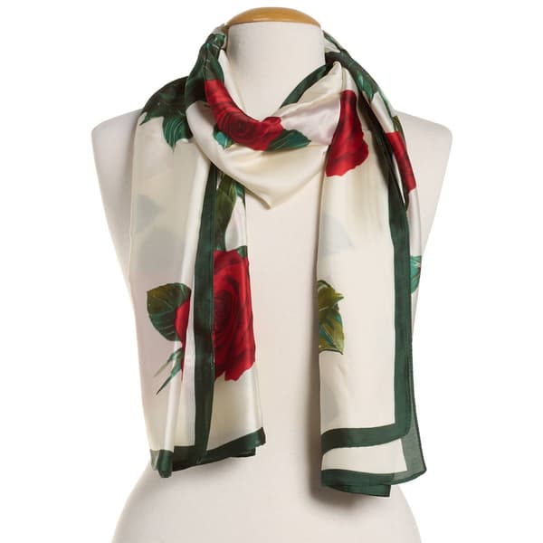 Womens Renshun Floral Oblong Silky Scarf