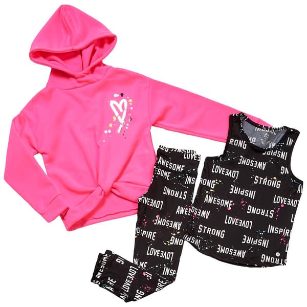Girls (7-16) RBX 3pc. Twist Front Hoodie Tank & Leggings Set - image 