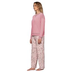 Womens HUE® Long Sleeve Pink Jersey Waffle Pajama Set
