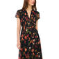 Womens MSK Short Sleeve Floral Split Neck Pintuck Midi Dress - image 4