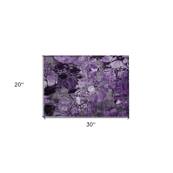 HomeRoots Purple Abstract Washable Indoor Outdoor Accent Rug