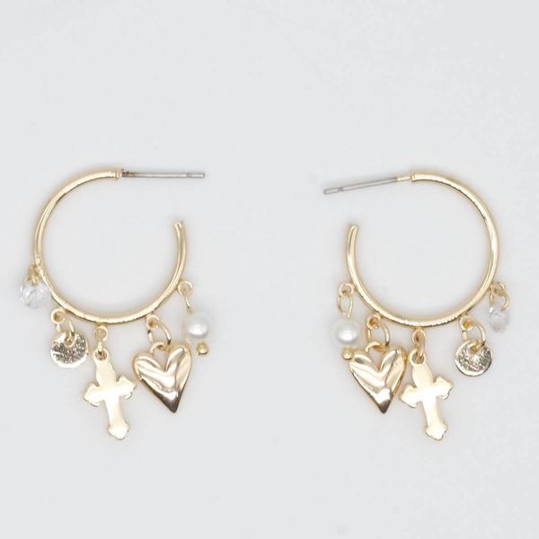 Ashley Icon Charm Dangle Drop Hoop Earrings - image 