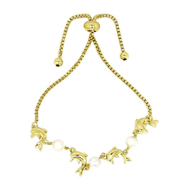 Gemstone by Gianni Argento Pearl Dolphin Adjustable Bracelet - image 