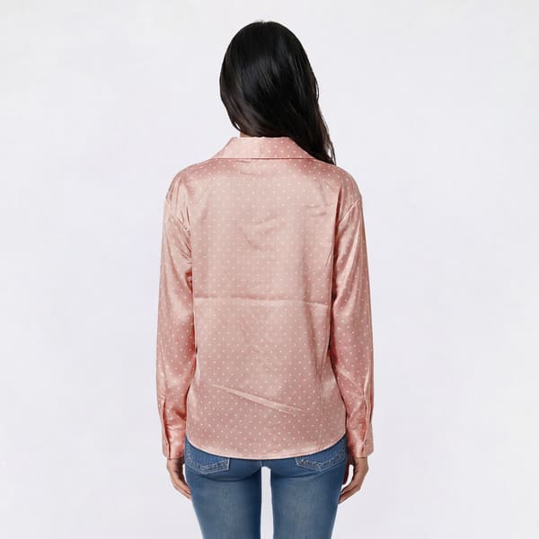Juniors Love Tree Dot Satin Tunic Button Up