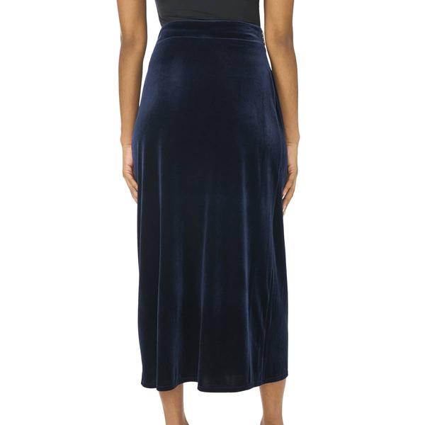 Womens MSK Rhinestone Waist Velvet Midi Skirt