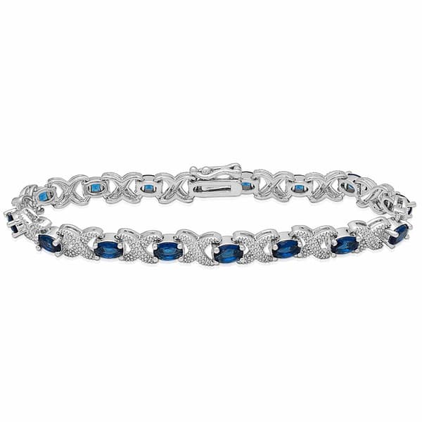 Gianni Argento Fine Silver Plated Lab Grown Sapphire XO Bracelet - image 