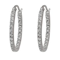 Sterling Silver Diamond Simulant Thin Hoops
