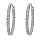 Sterling Silver Diamond Simulant Thin Hoops - image 1