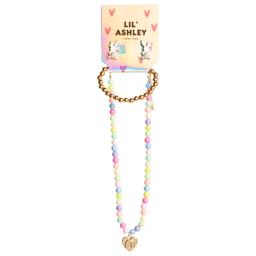 Kids Lil Ashley Beaded Layered Necklace & Bunny Stud Earring Set