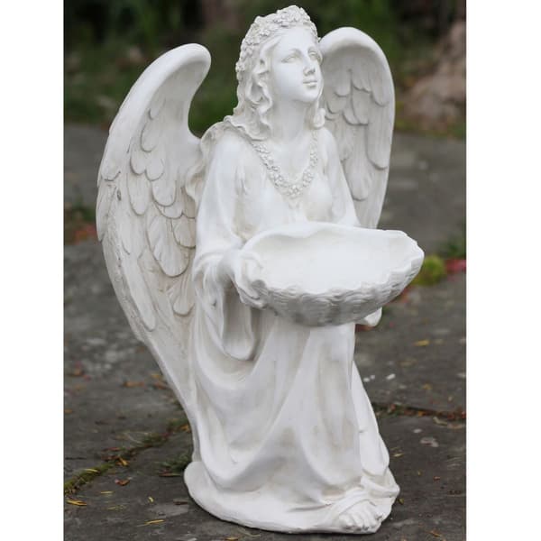 Northlight Seasonal 19.75in. Kneeling Angel Statue Bird Feeder - image 