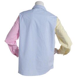 Petite Zac & Rachel Long Sleeve Multi Color Block Stripe Shirt