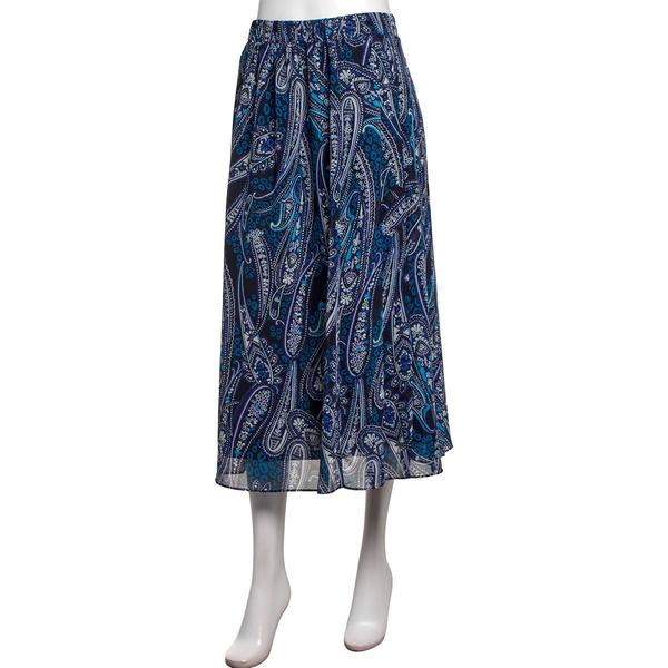 Womens Kasper Pull On Pleated Chiffon Paisley Skirt