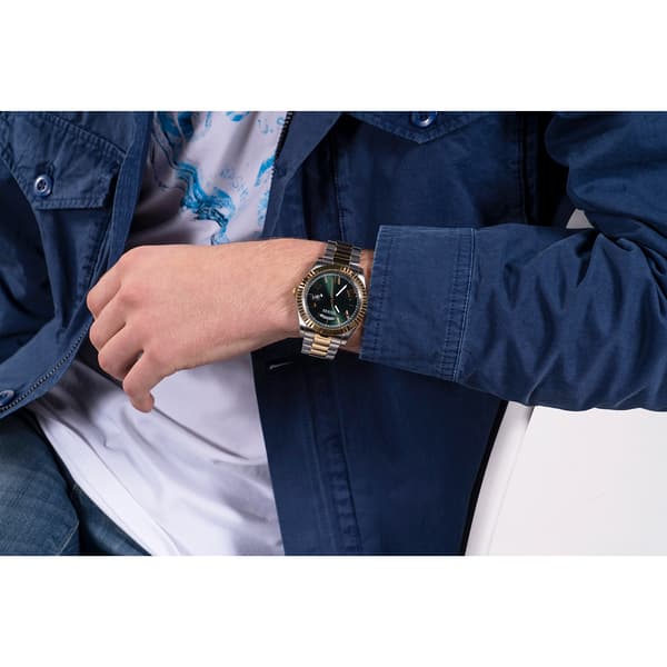 Mens Guess Silver and Gold Strap Watch - GW0265G8