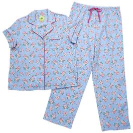 Womens White Orchid Short Sleeve Shabby Chic Floral Pajama Set