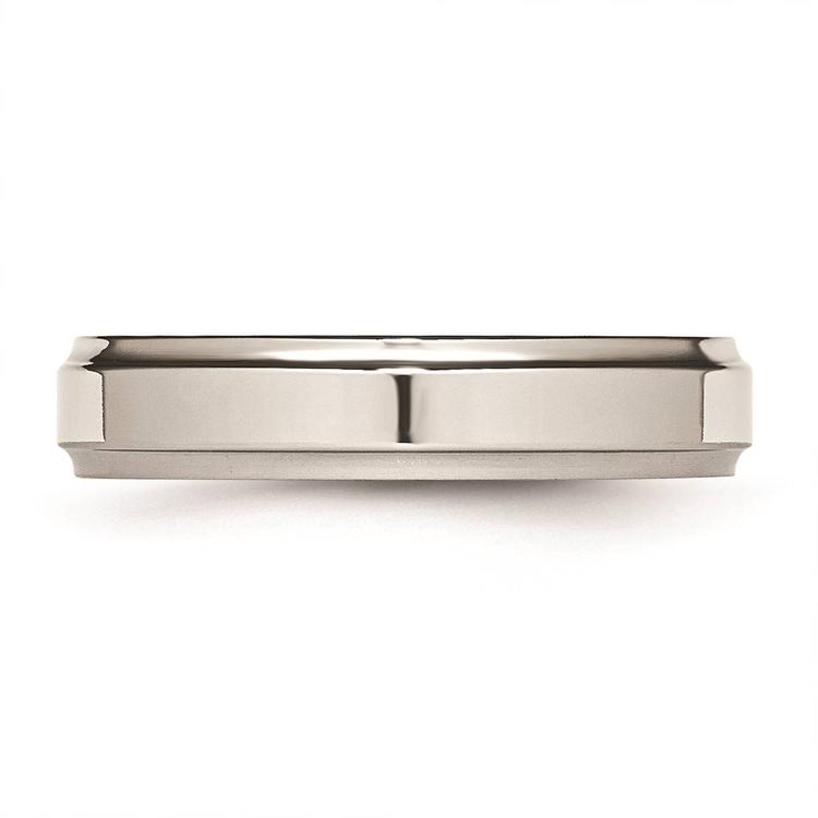 Mens Gentlemen's Classics™ Steel Ridged Edge Wedding Band