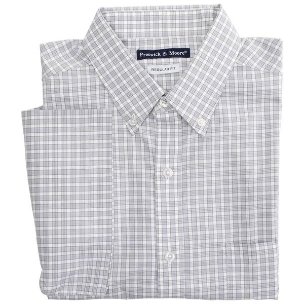 Mens Preswick & Moore&#40;R&#41; Short Sleeve Plaid Dress Shirt - Alloy - image 