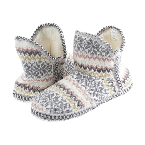 Womens Capelli Fair Isle Knit Bootie Slippers