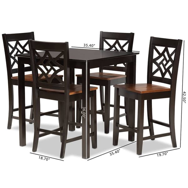 Baxton Studio Nicolette Two-Tone Brown Wood 5pc. Pub Set