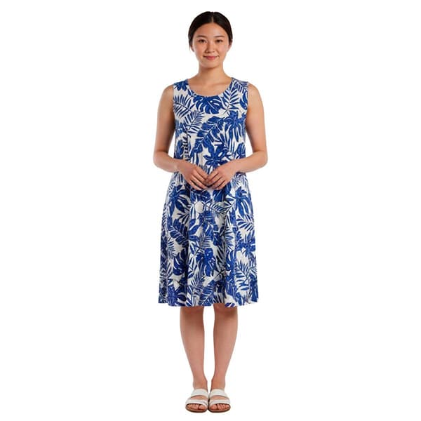 Womens Harlow & Rose Sleeveless Tropical Leaf Shift Dress - image 