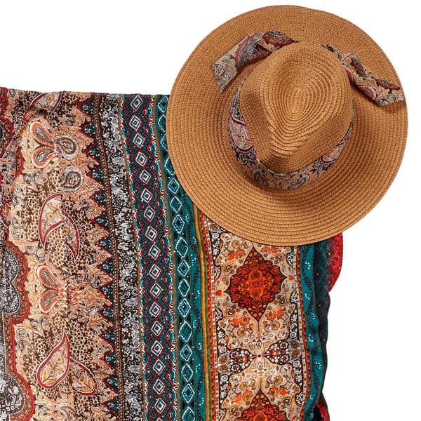 Womens Adrienne Vittadini 2pc. Stone Kimono & Hat Set - image 